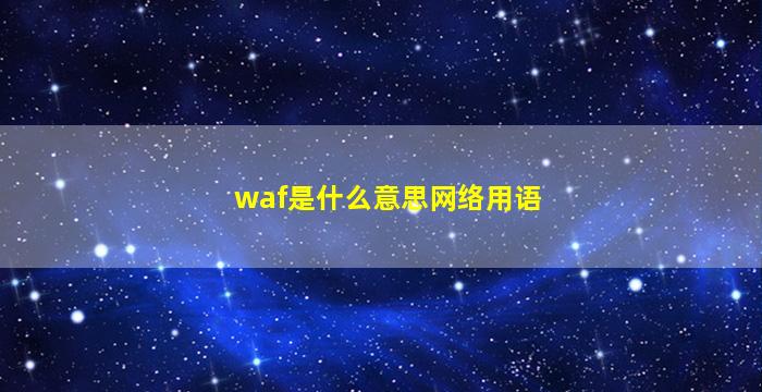 waf是什么意思网络用语